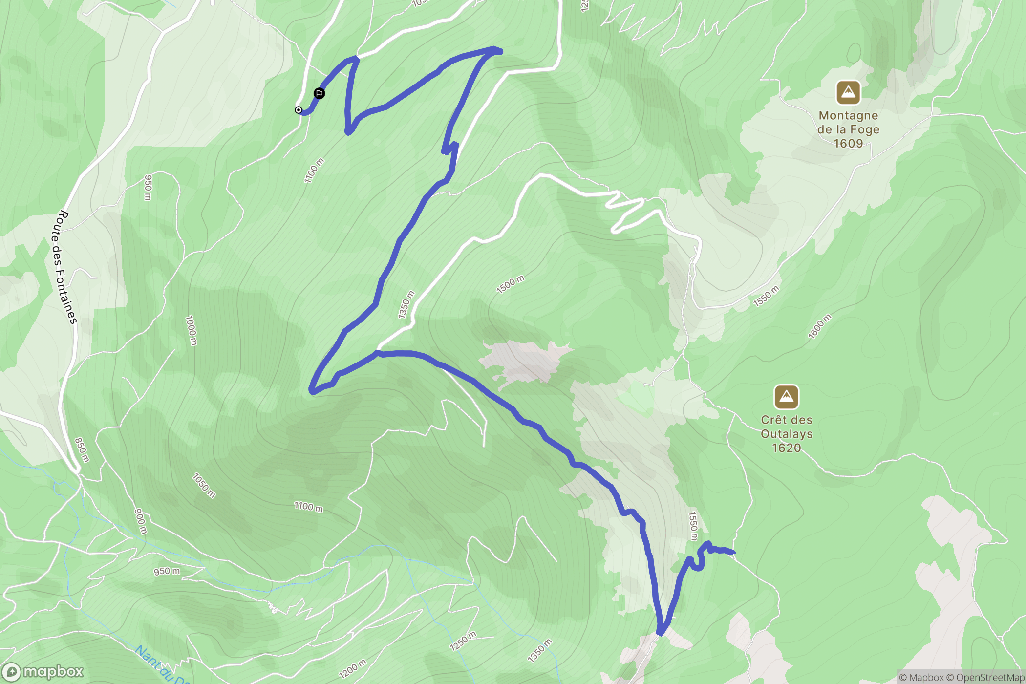 Fillière : carte du parcours de randonnée - France