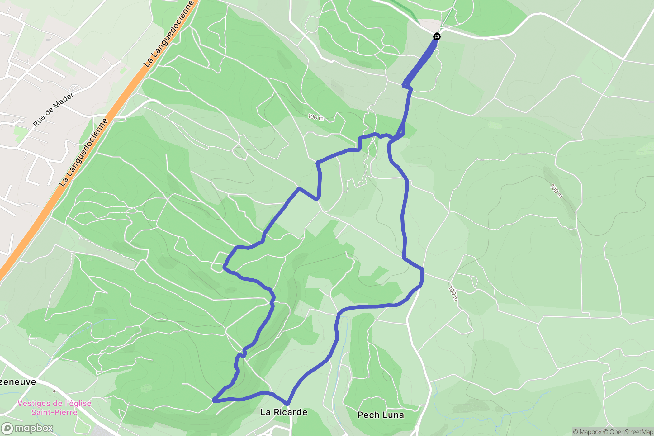 Vinassan : carte du parcours de randonnée - France