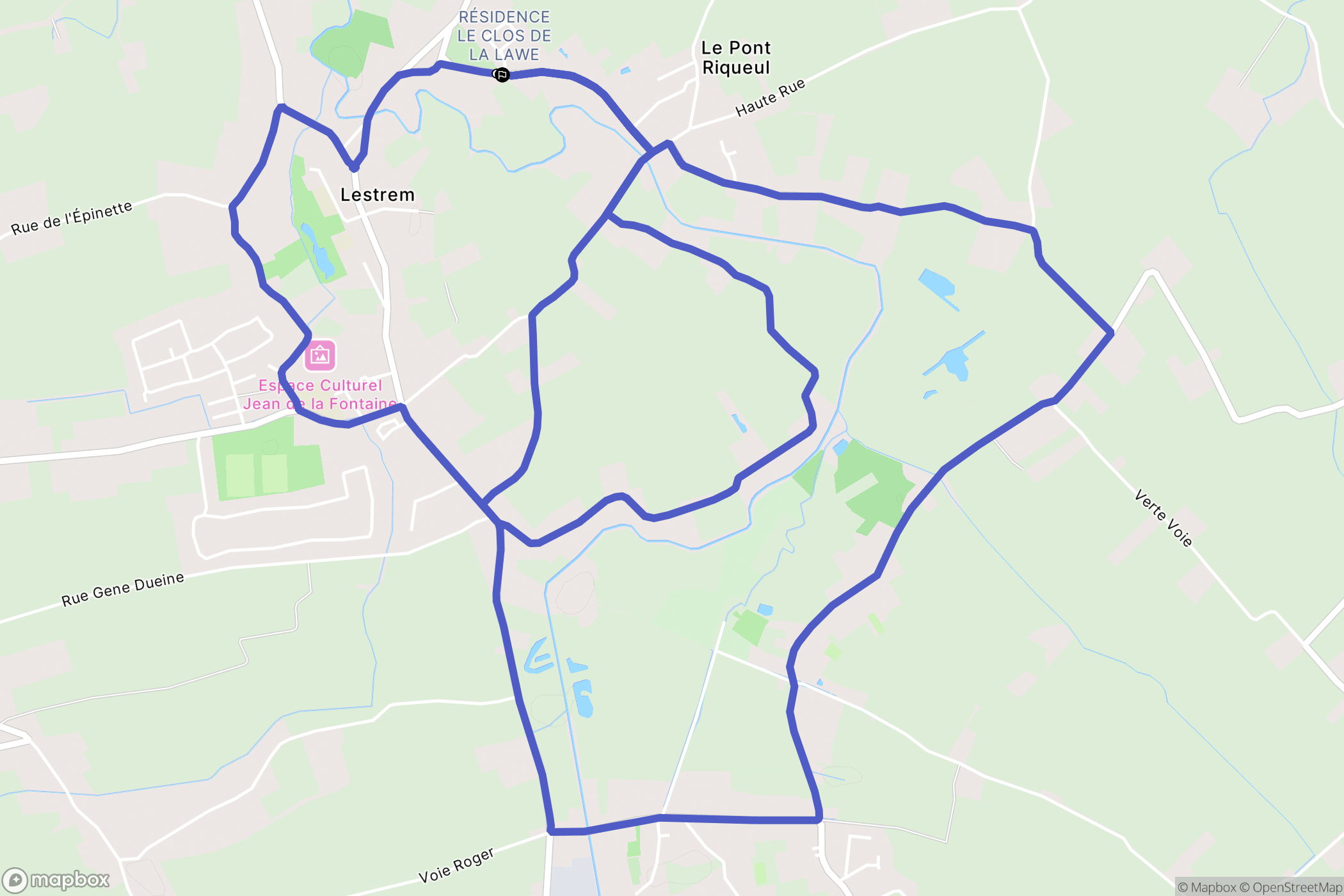 Lestrem : carte du parcours de randonnée - France