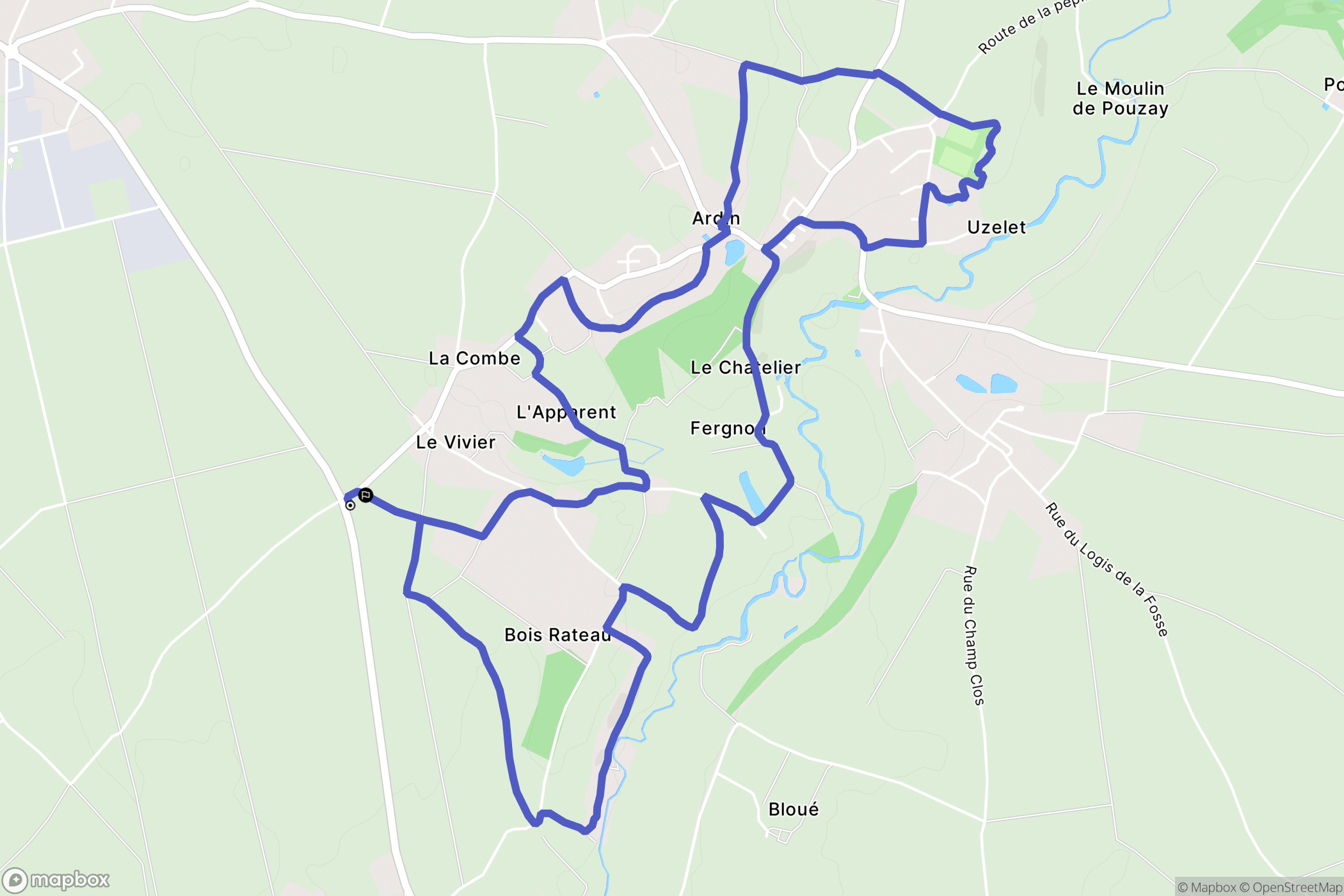 Ardin : carte du parcours de randonnée - France