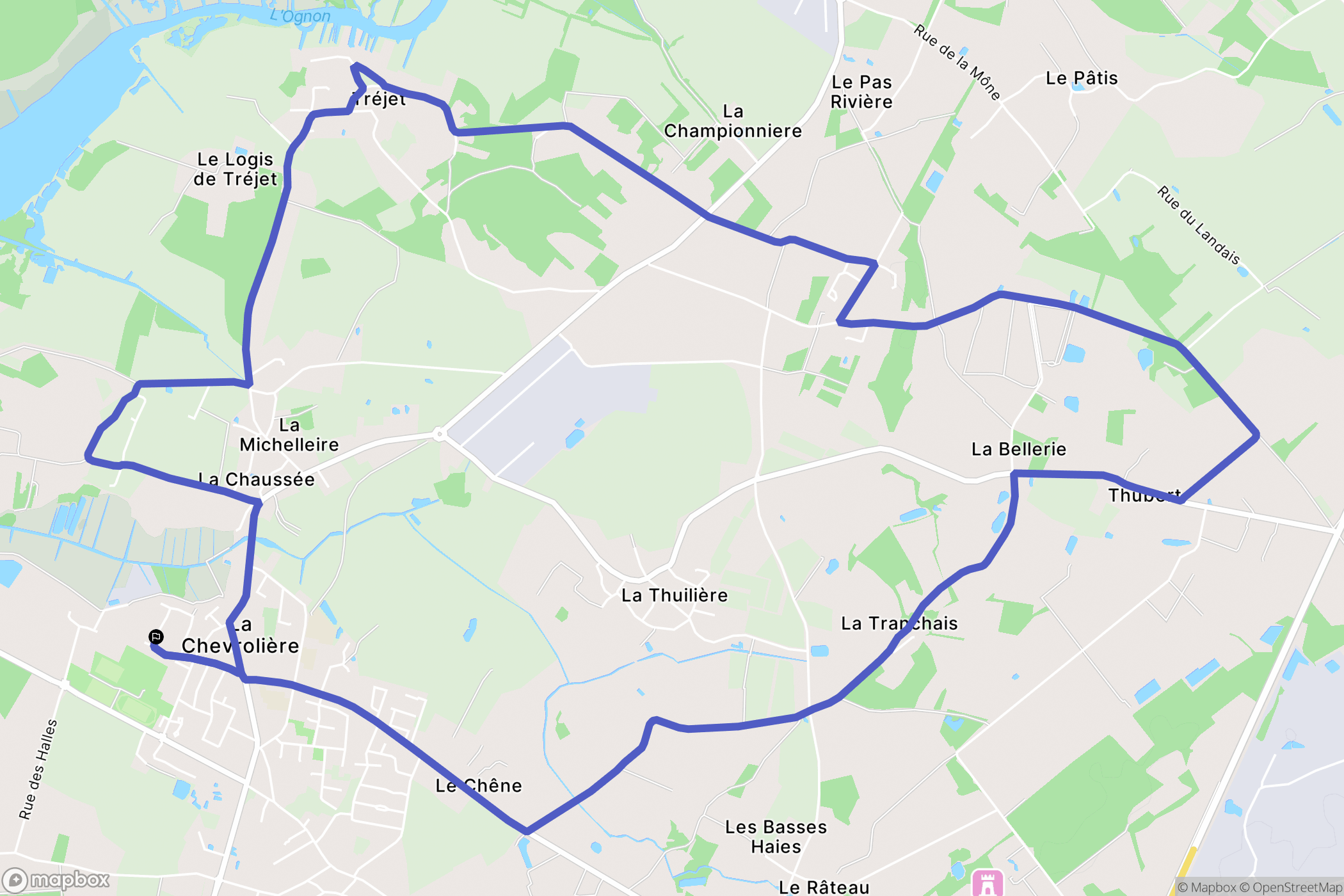 La Chevrolière : carte du parcours de randonnée - France