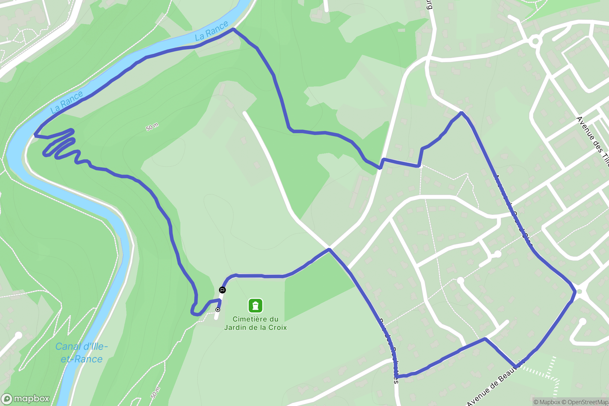 Lanvallay : carte du parcours de randonnée - France