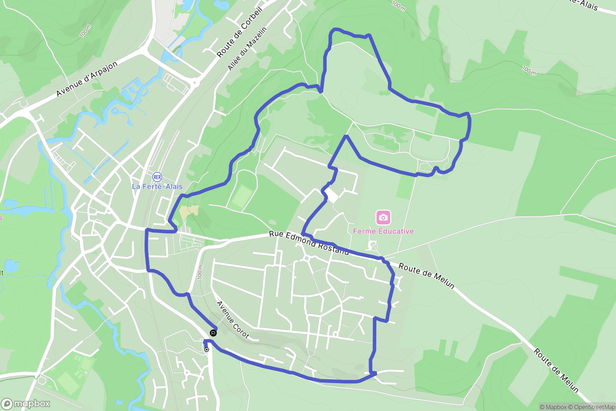 Guigneville-sur-Essonne : carte du parcours de randonnée - France