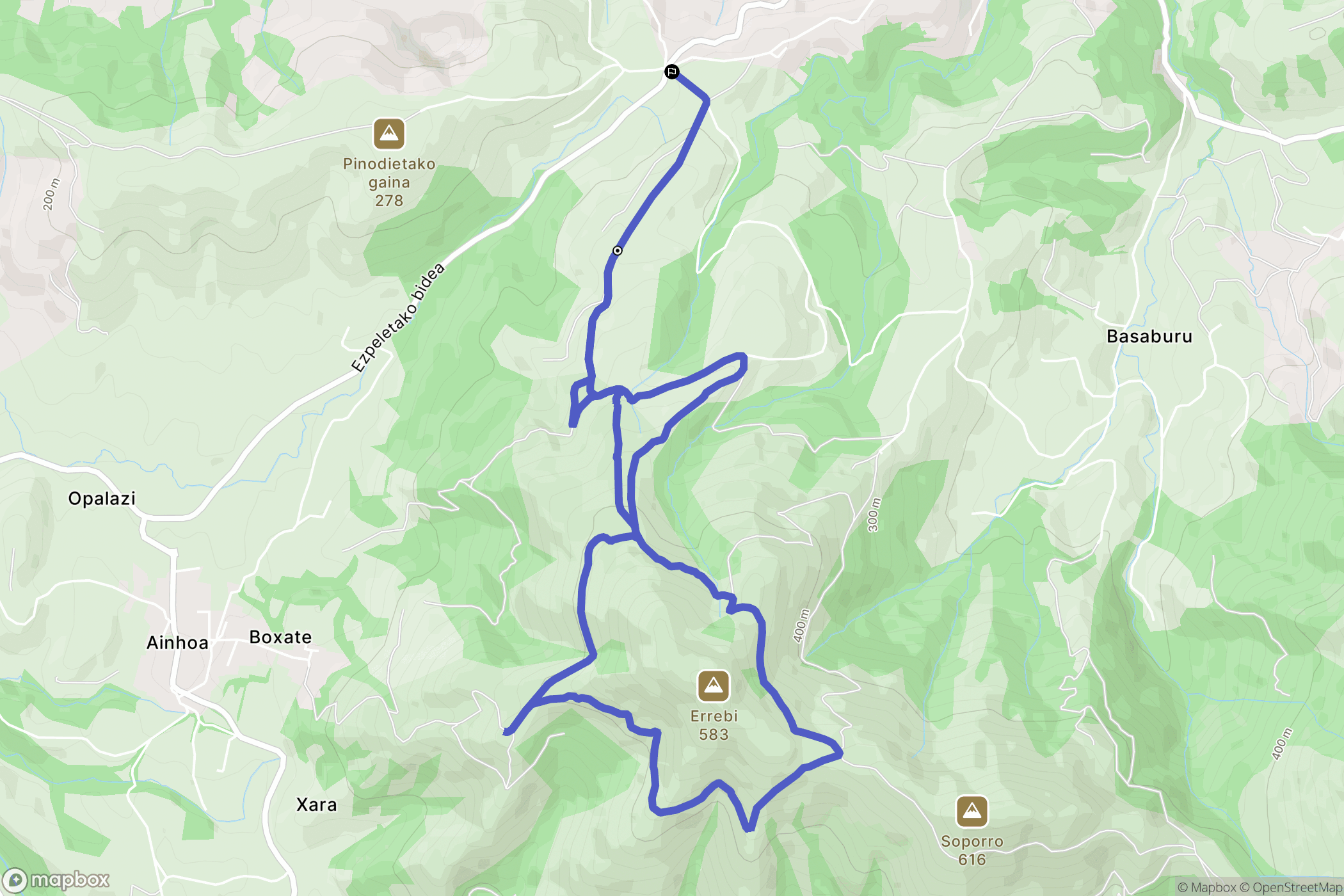 Souraïde : carte du parcours de randonnée - France