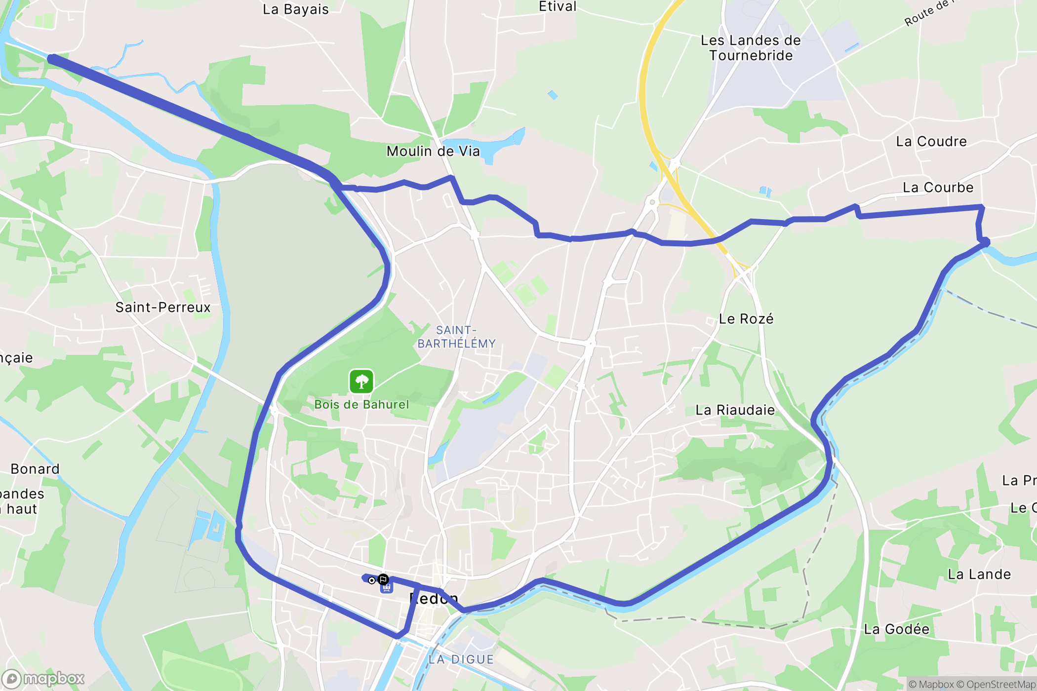 Redon : carte du parcours de randonnée - France