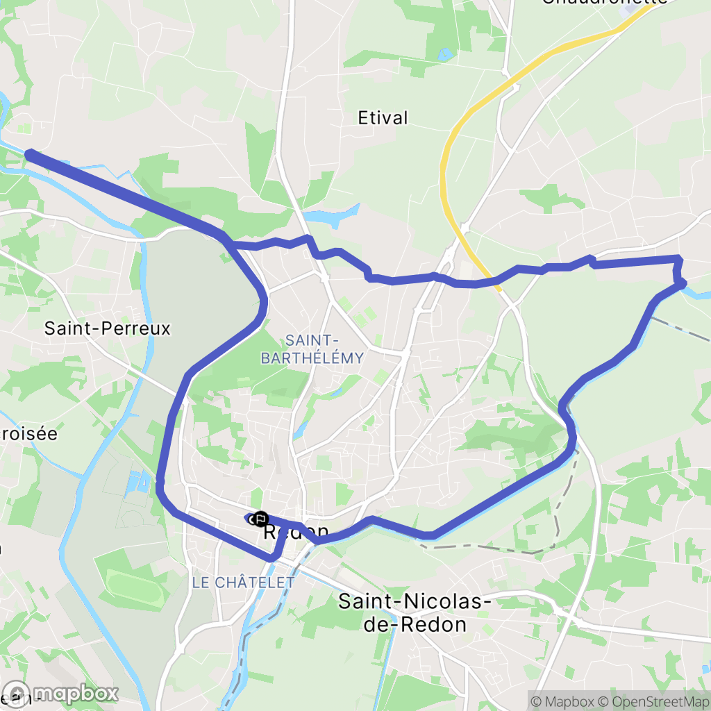 Redon : carte du parcours de randonnée - France