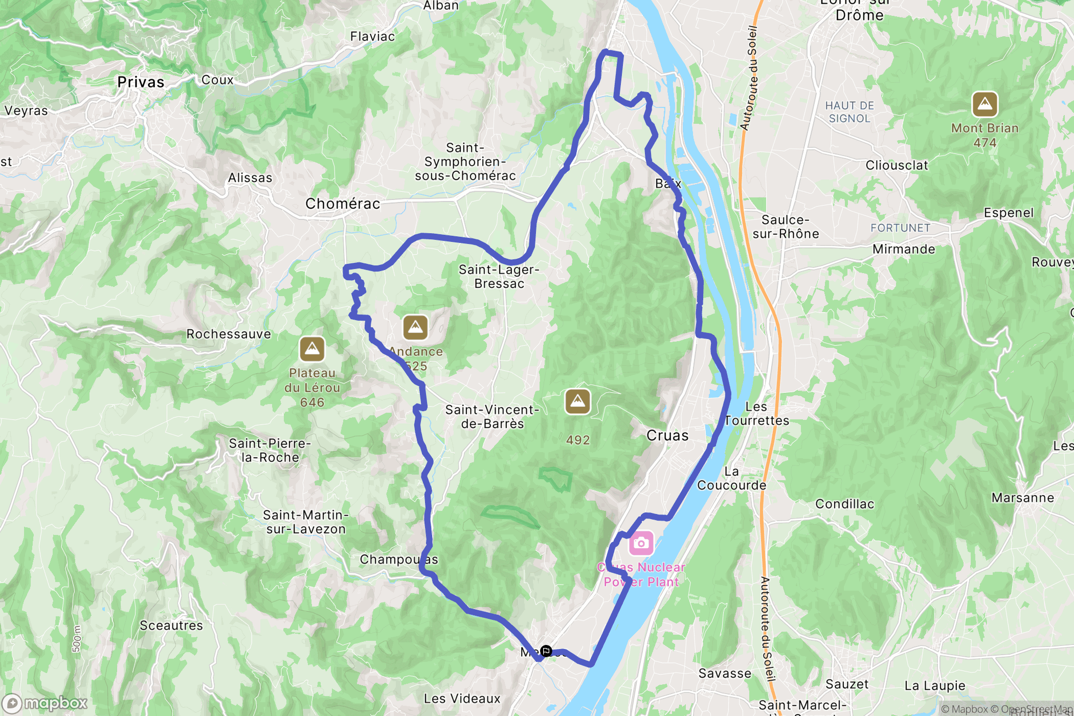 Meysse : carte du parcours de randonnée - France
