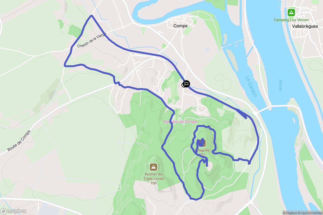 Comps : carte du parcours de randonnée - France