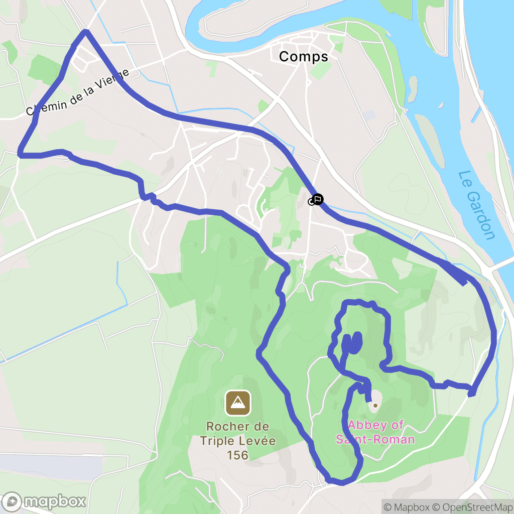 Comps : carte du parcours de randonnée - France