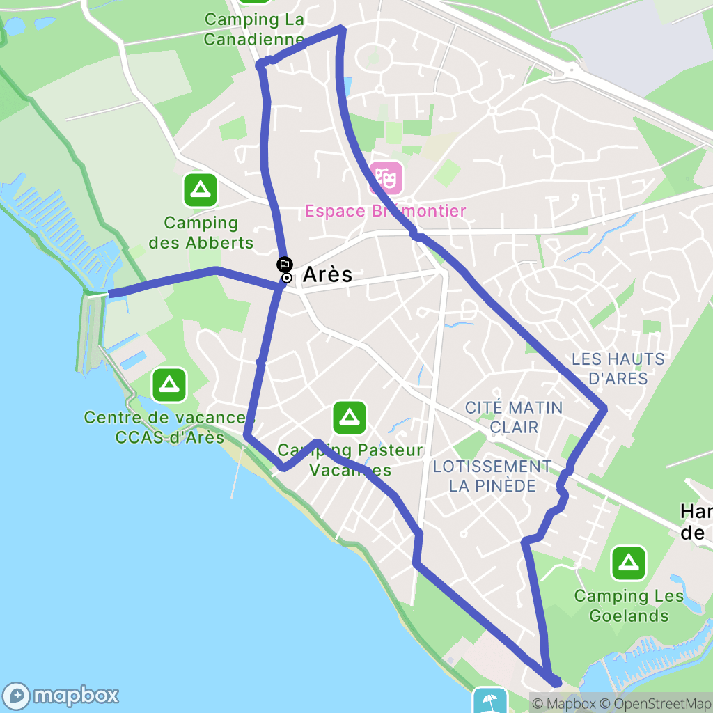 Arès : carte du parcours de randonnée - France