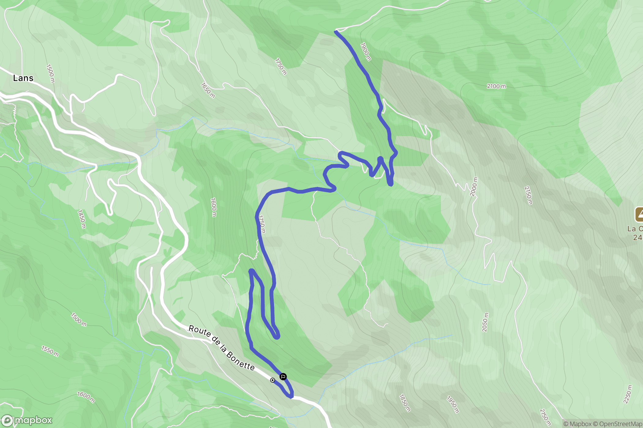 Jausiers : carte du parcours de randonnée - France