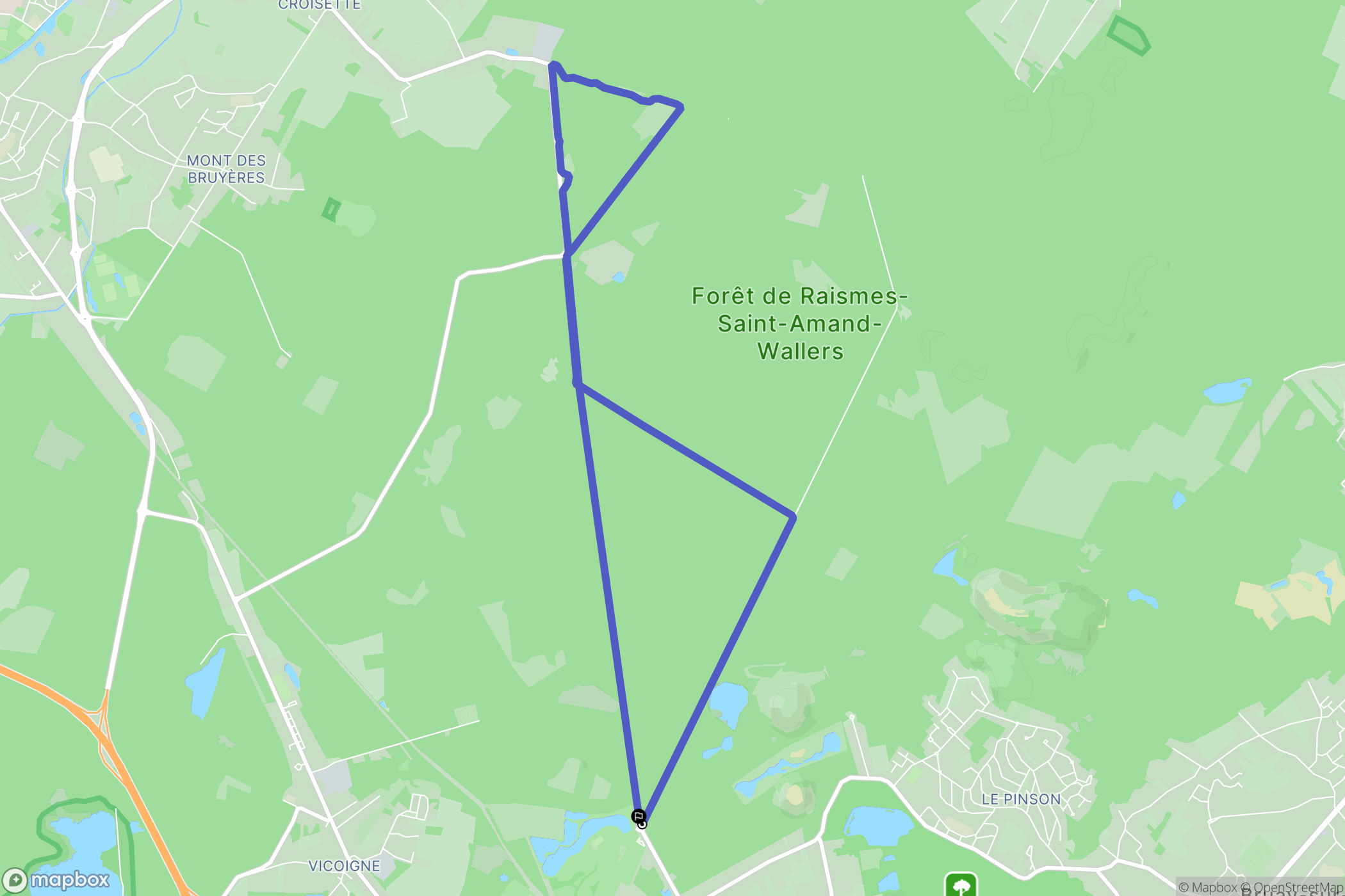 Raismes : carte du parcours de randonnée - France