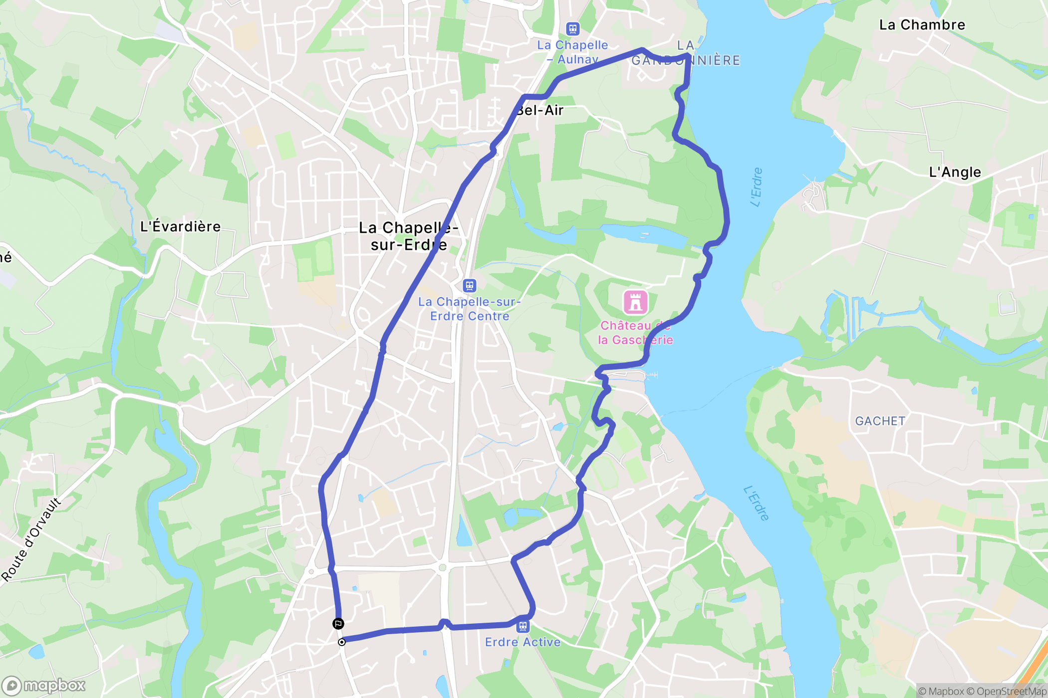 La Chapelle-sur-Erdre : carte du parcours de randonnée - France