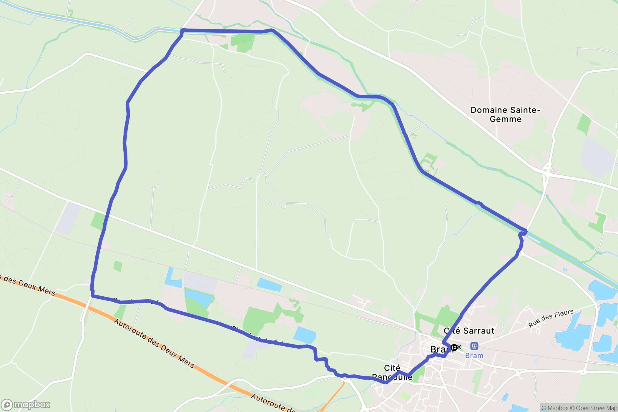 Bram : carte du parcours de randonnée - France
