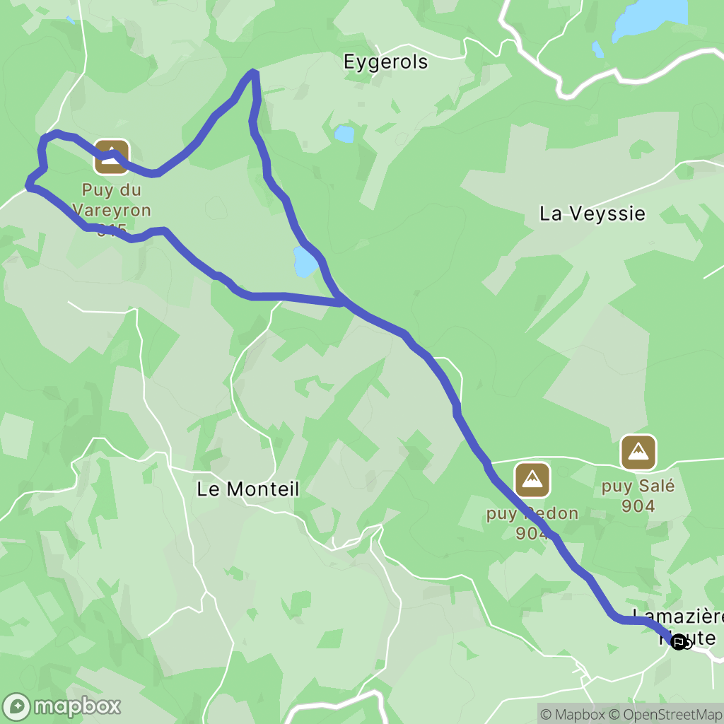 Lamazière-Haute : carte du parcours de randonnée - France