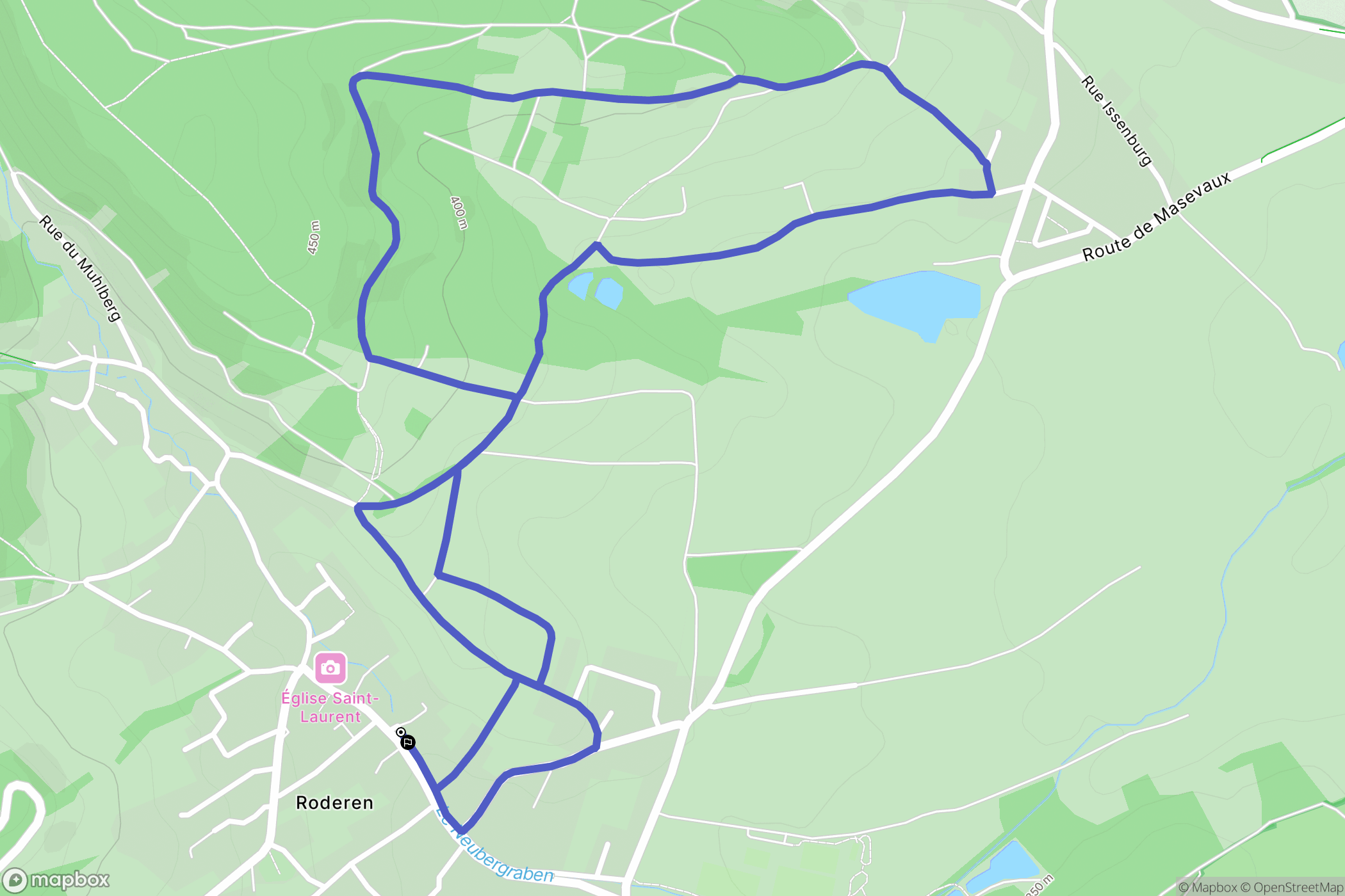 Roderen : carte du parcours de randonnée - France