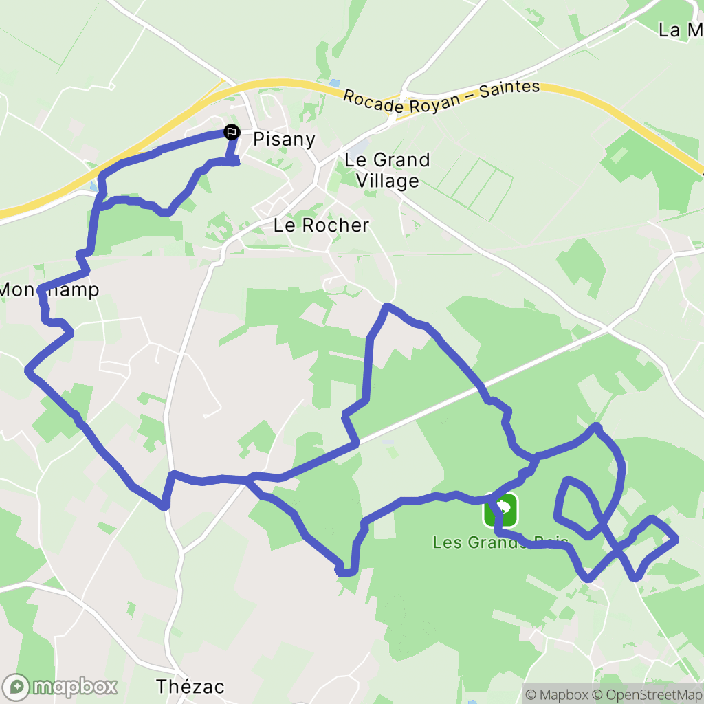 Pisany : carte du parcours de randonnée - France