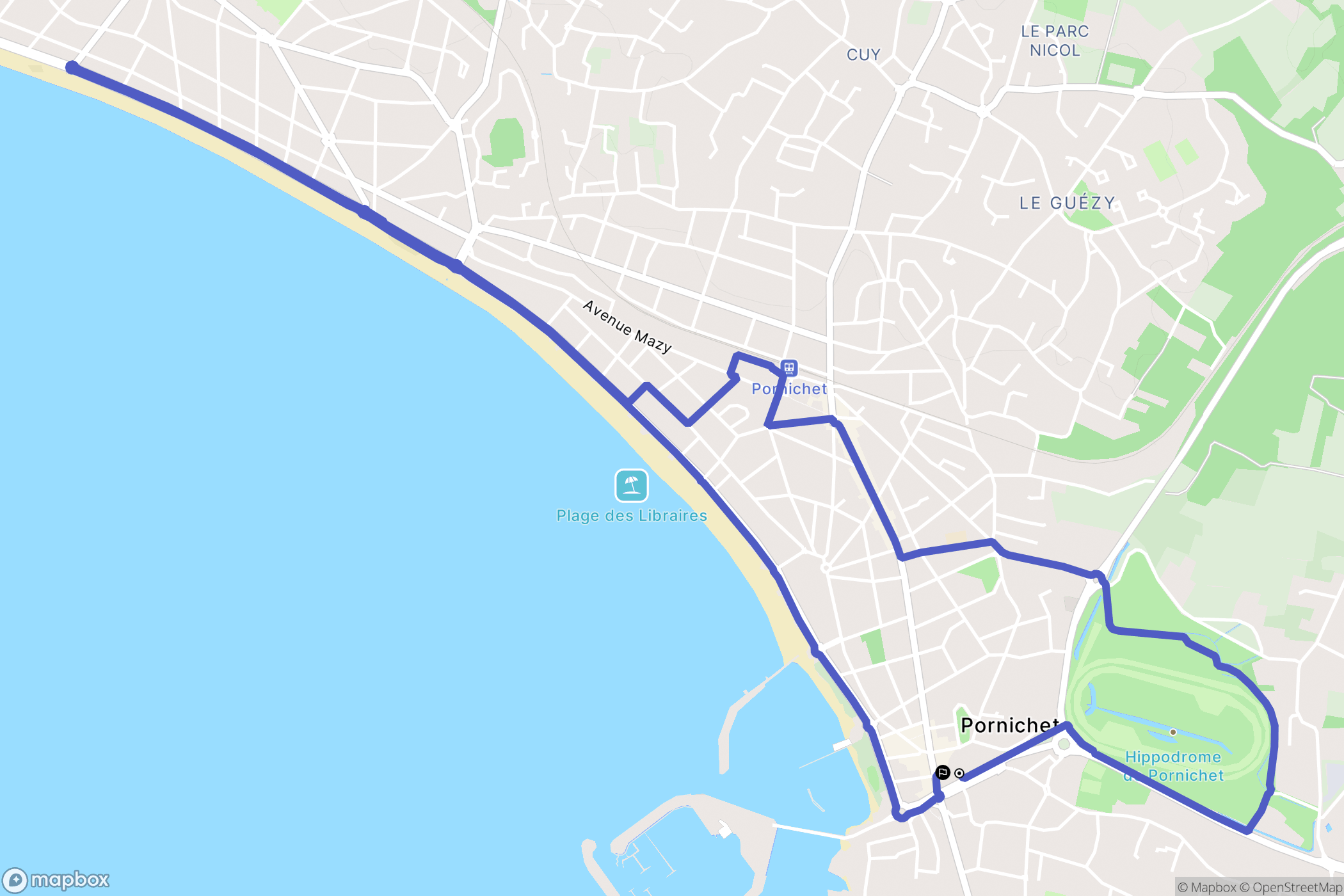 Pornichet : carte du parcours de randonnée - France