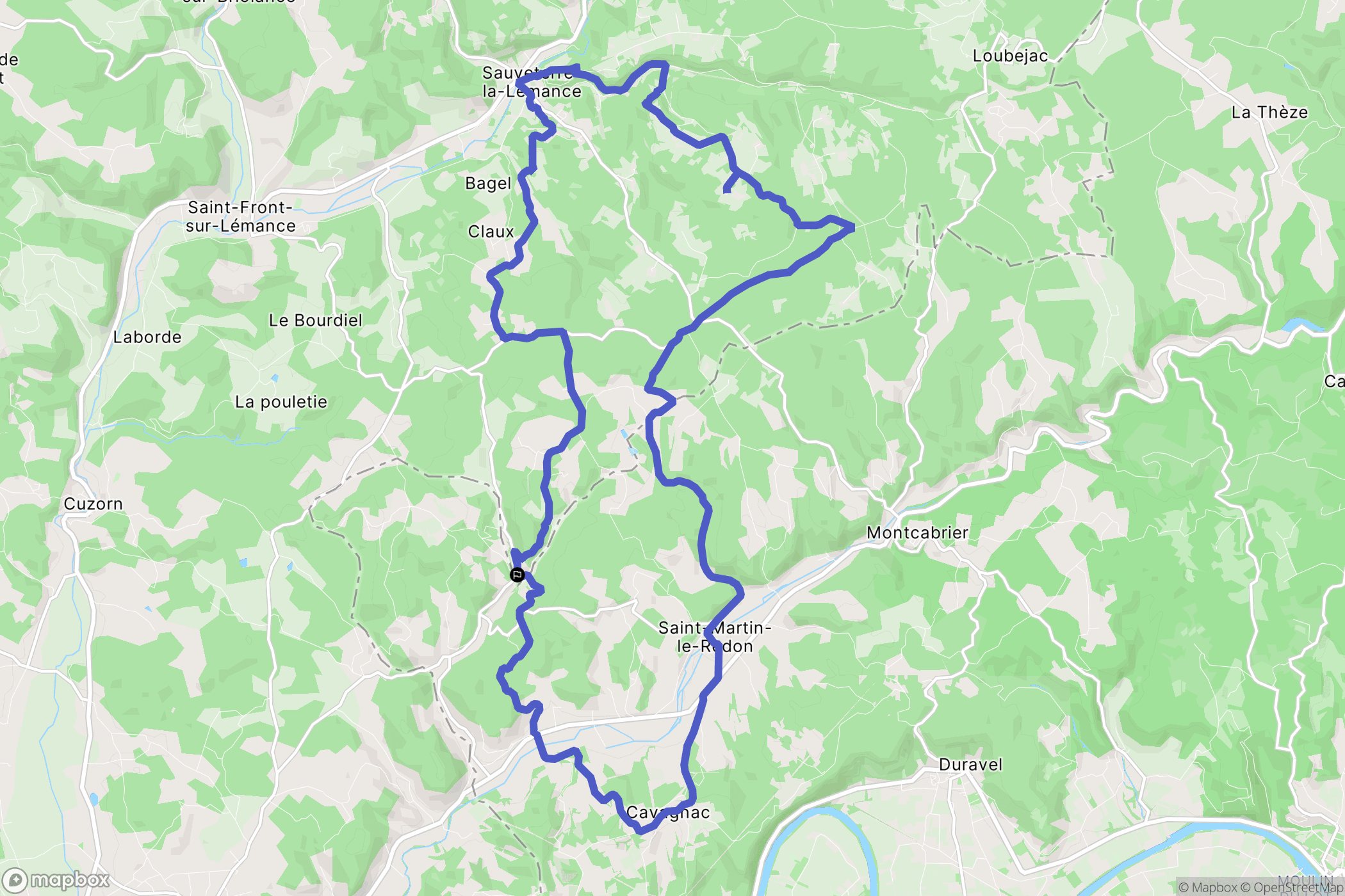 Saint-Front-sur-Lémance : carte du parcours de randonnée - France