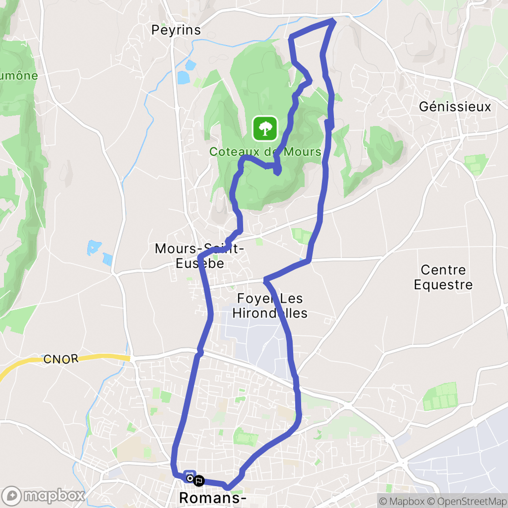 Romans-sur-Isère : carte du parcours de randonnée - France