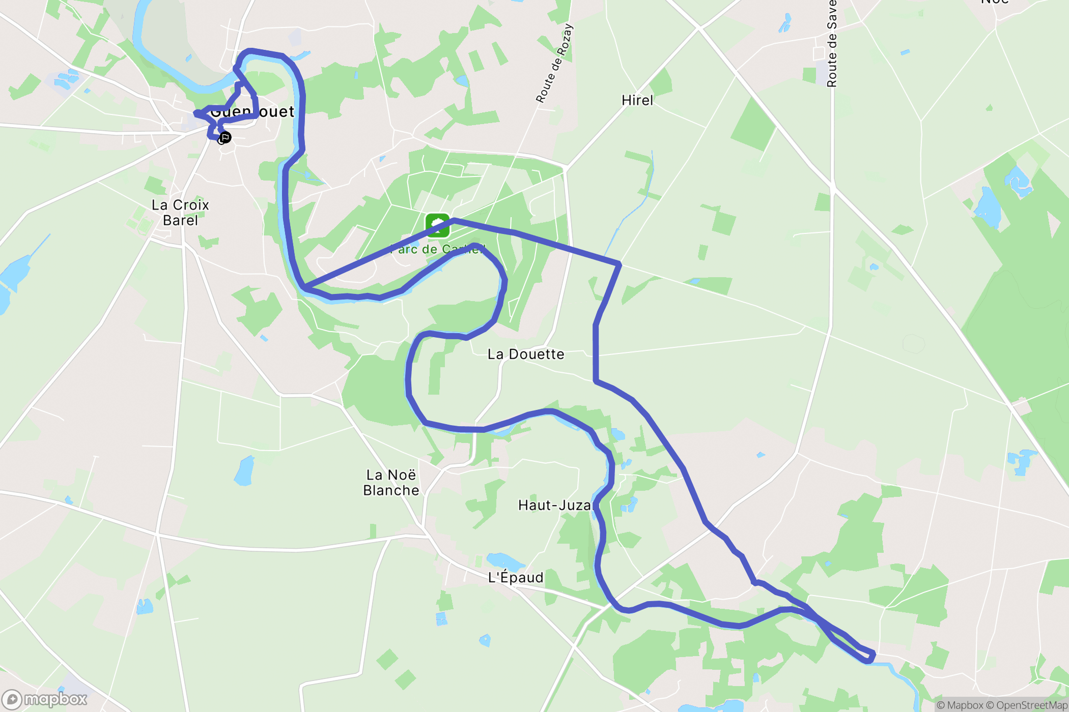Guenrouet : carte du parcours de randonnée - France