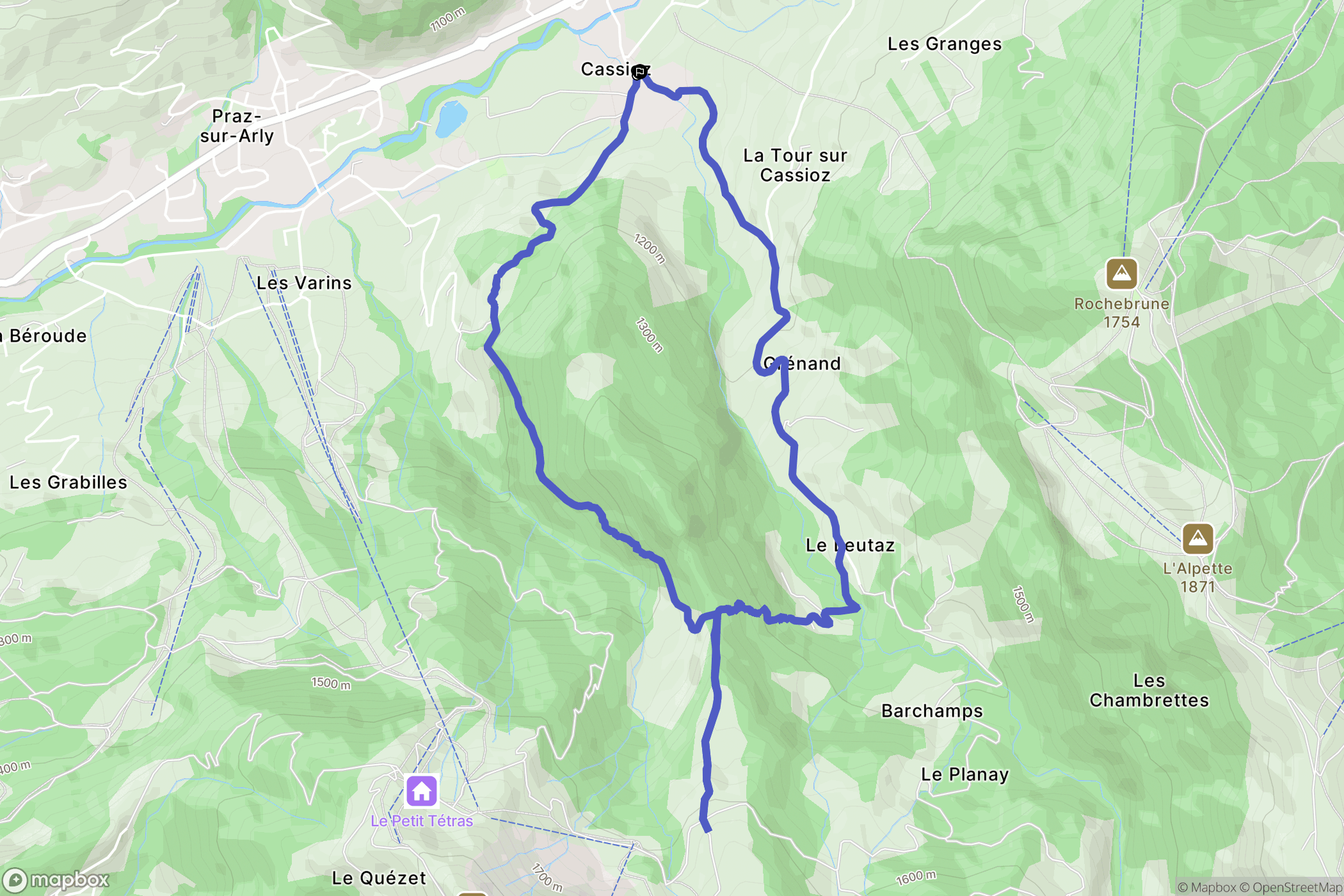 Megève : carte du parcours de randonnée - France