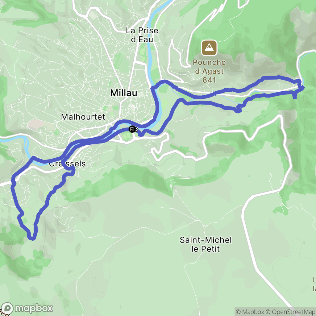 Millau : carte du parcours de randonnée - France