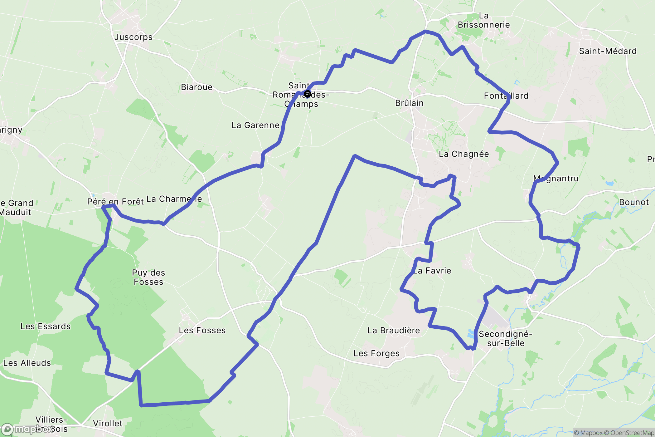Saint-Romans-des-Champs : carte du parcours de randonnée - France