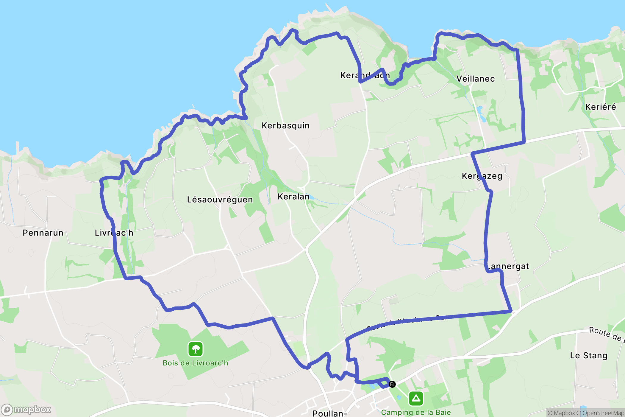 Poullan-sur-Mer : carte du parcours de randonnée - France