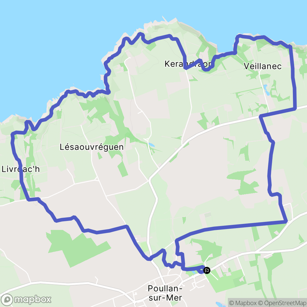 Poullan-sur-Mer : carte du parcours de randonnée - France