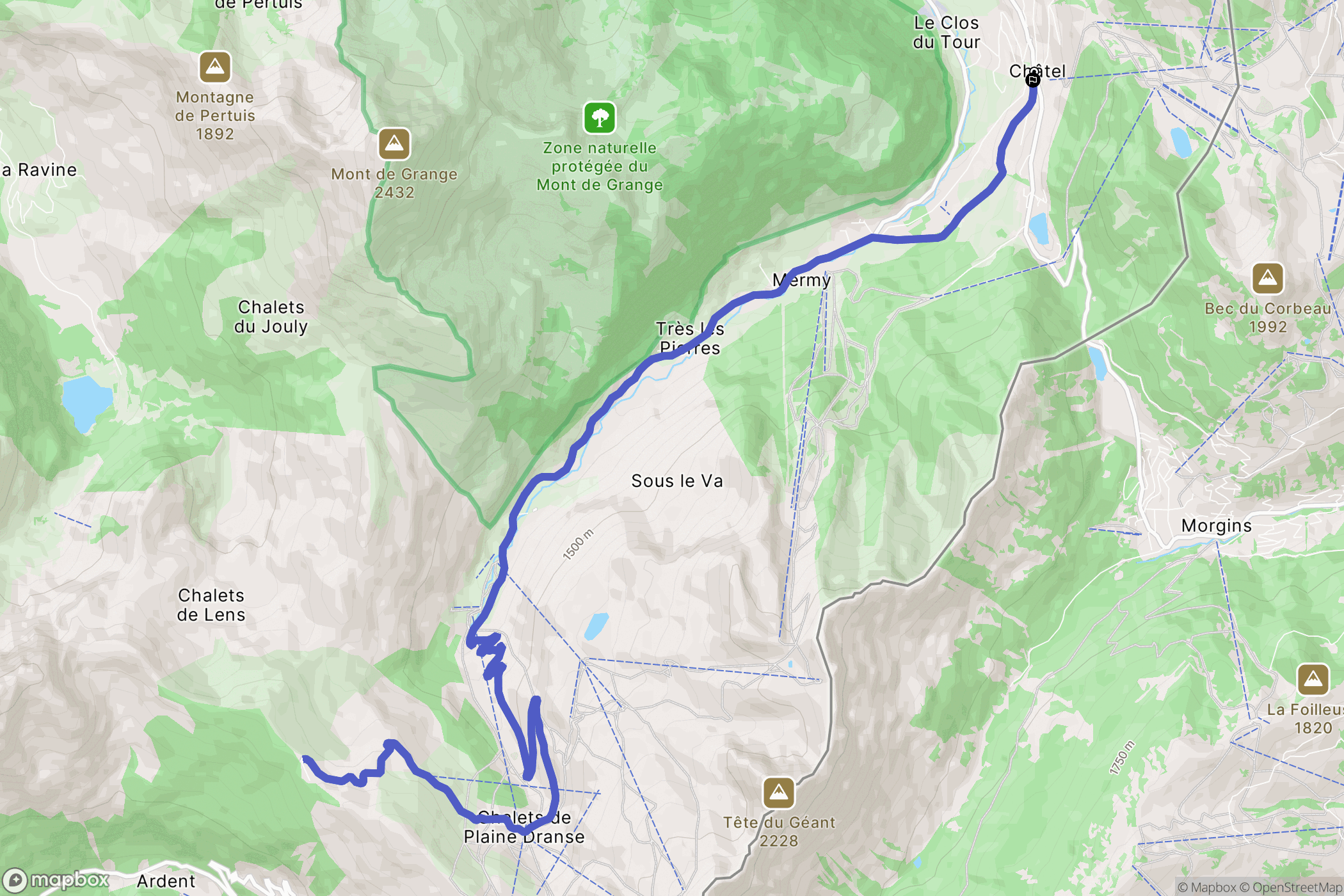 Châtel : carte du parcours de randonnée - France