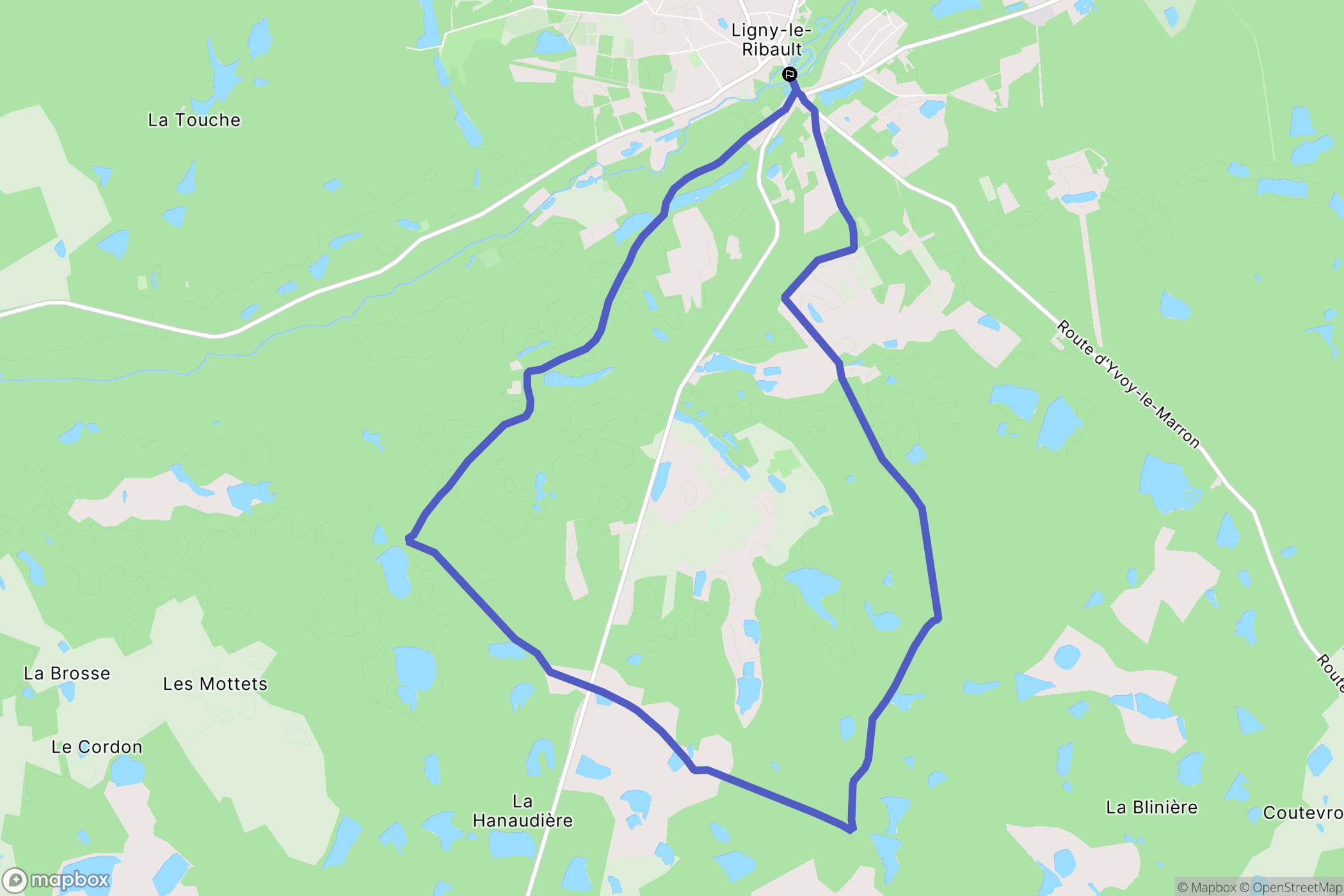 Ligny-le-Ribault : carte du parcours de randonnée - France