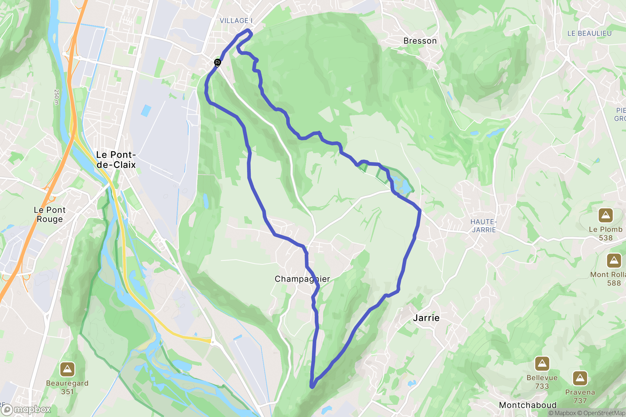 Champagnier : carte du parcours de randonnée - France