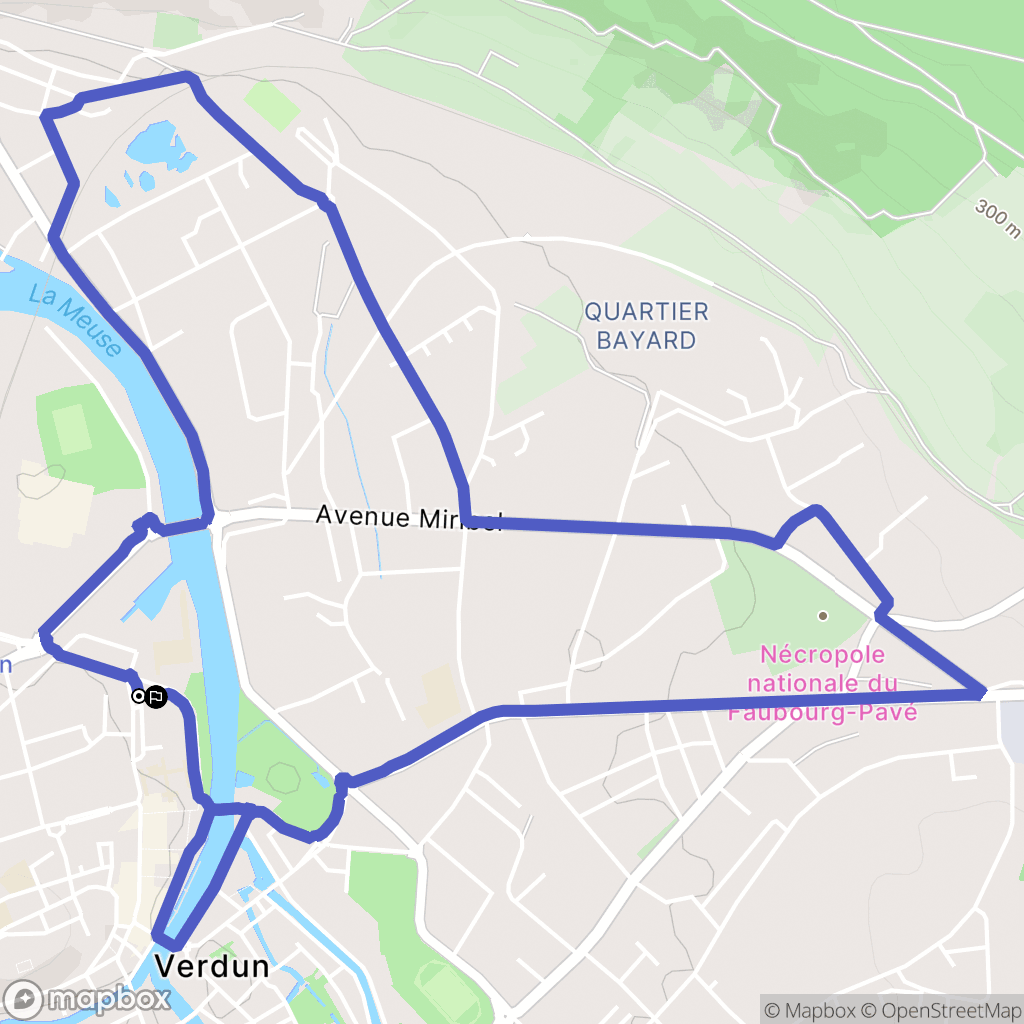 Verdun : carte du parcours de randonnée - France