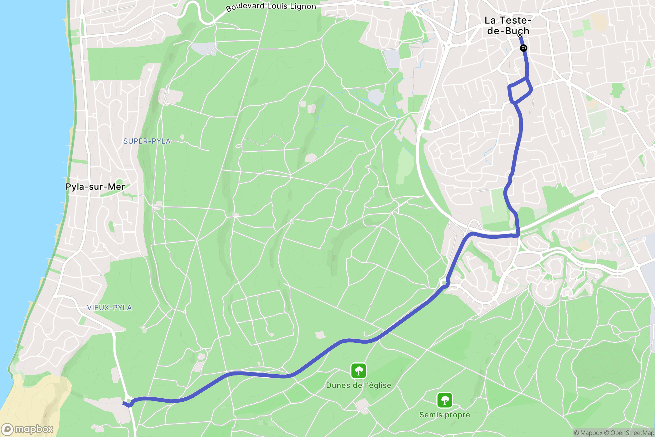 La Teste-de-Buch : carte du parcours de randonnée - France