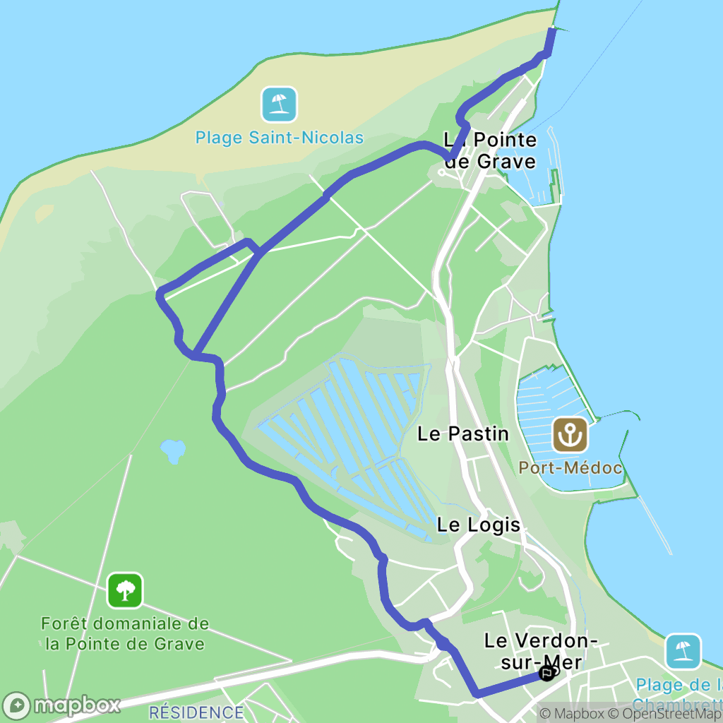Le Verdon-sur-Mer : carte du parcours de randonnée - France