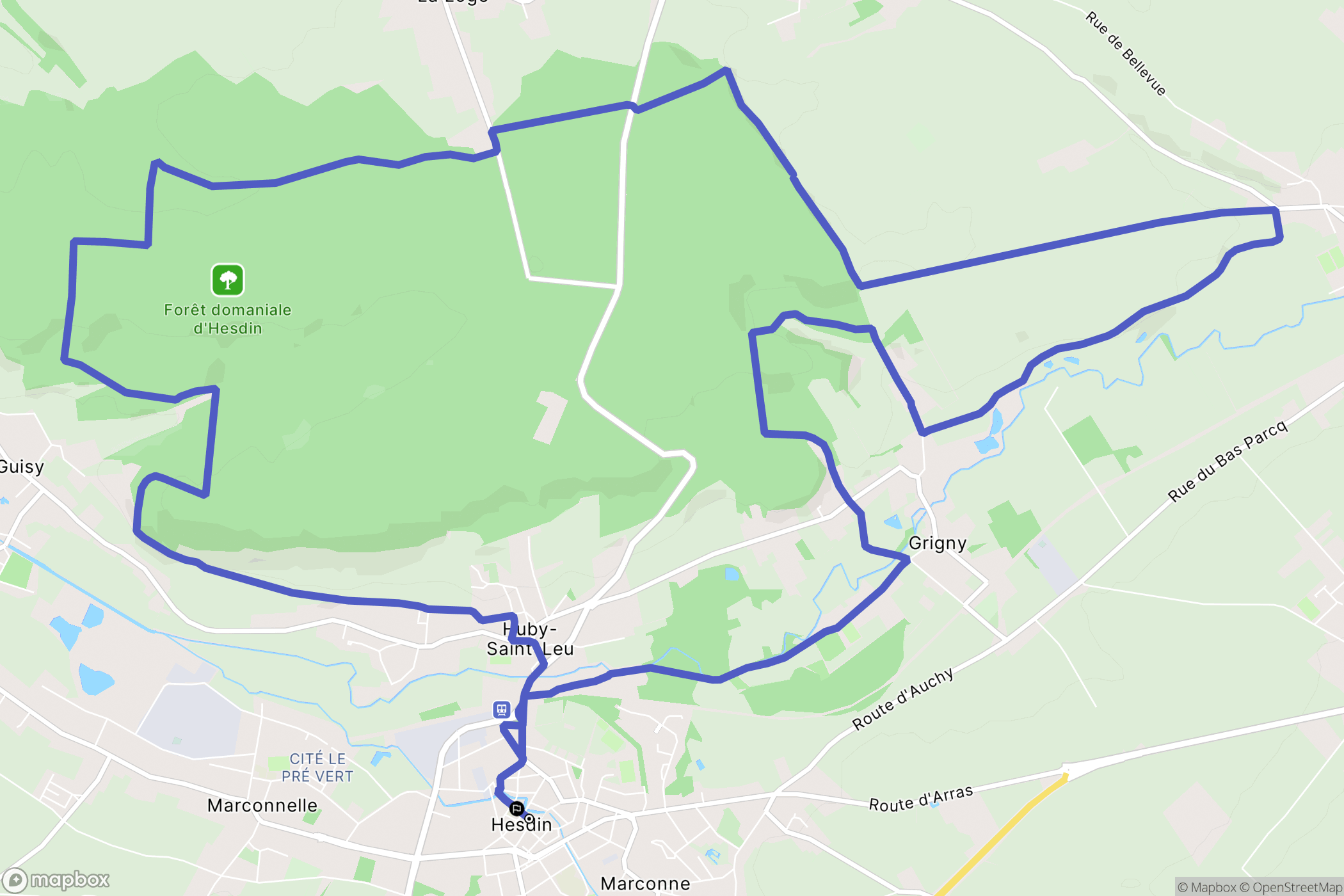 Hesdin : carte du parcours de randonnée - France