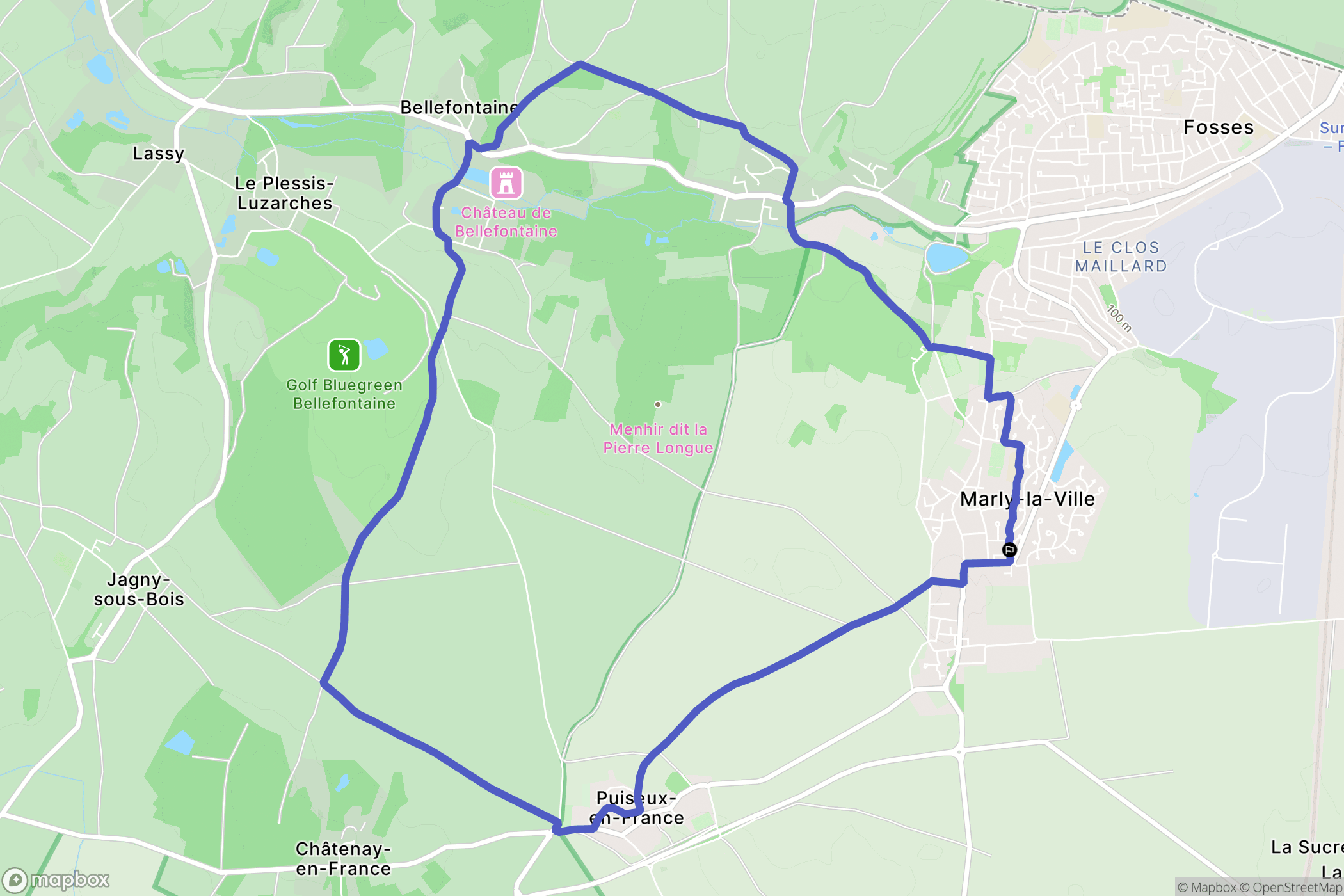 Marly-la-ville : carte du parcours de randonnée - France