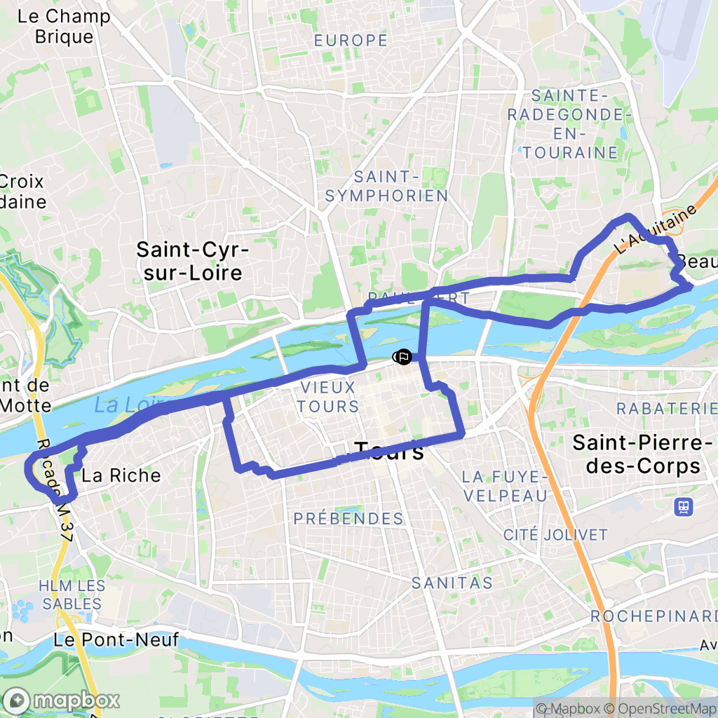 Tours : carte du parcours de randonnée - France