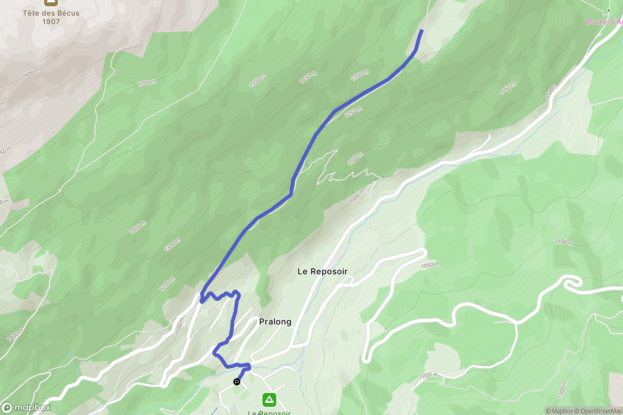 Le Reposoir : carte du parcours de randonnée - France