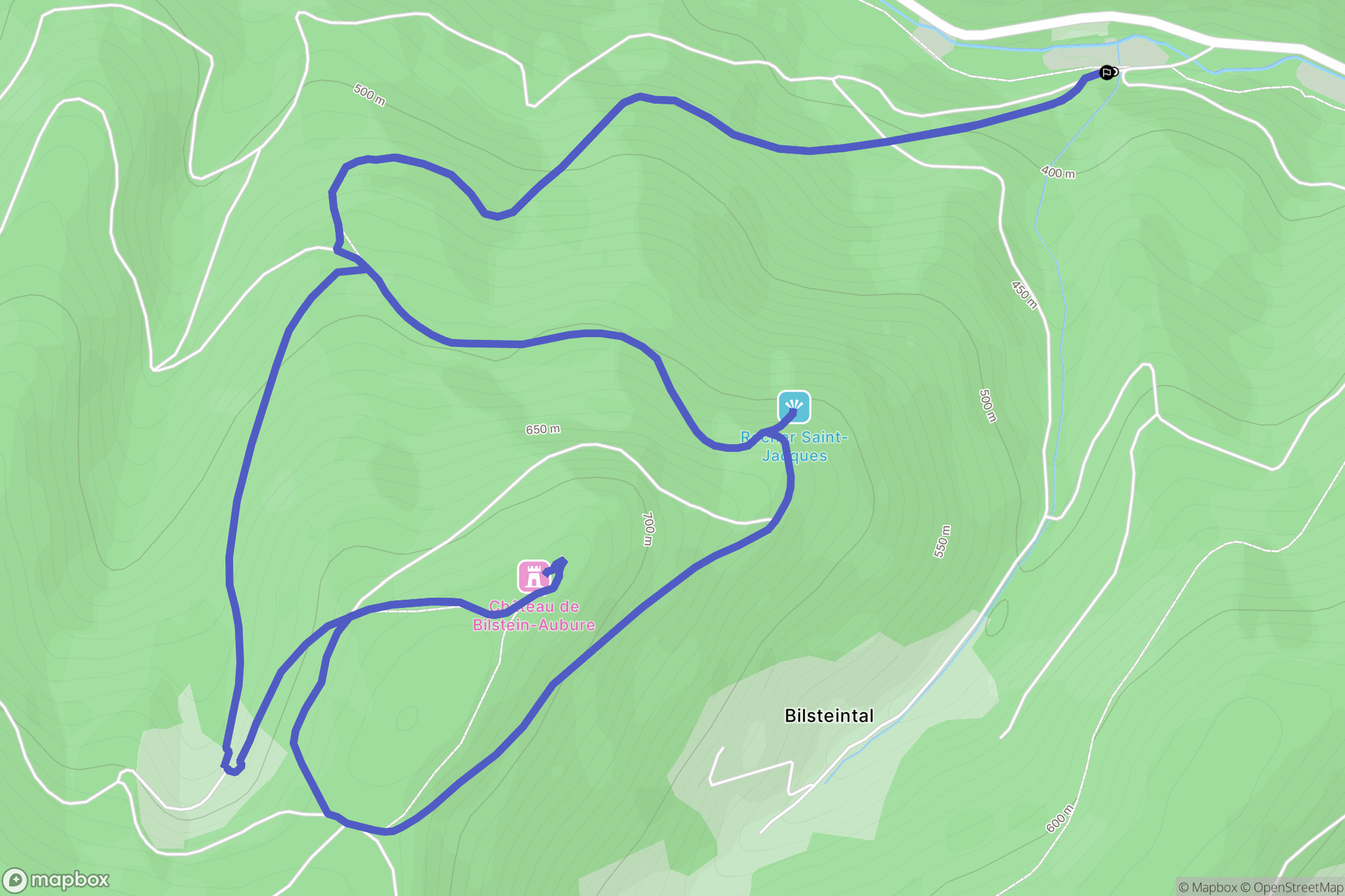 Ribeauvillé : carte du parcours de randonnée - France