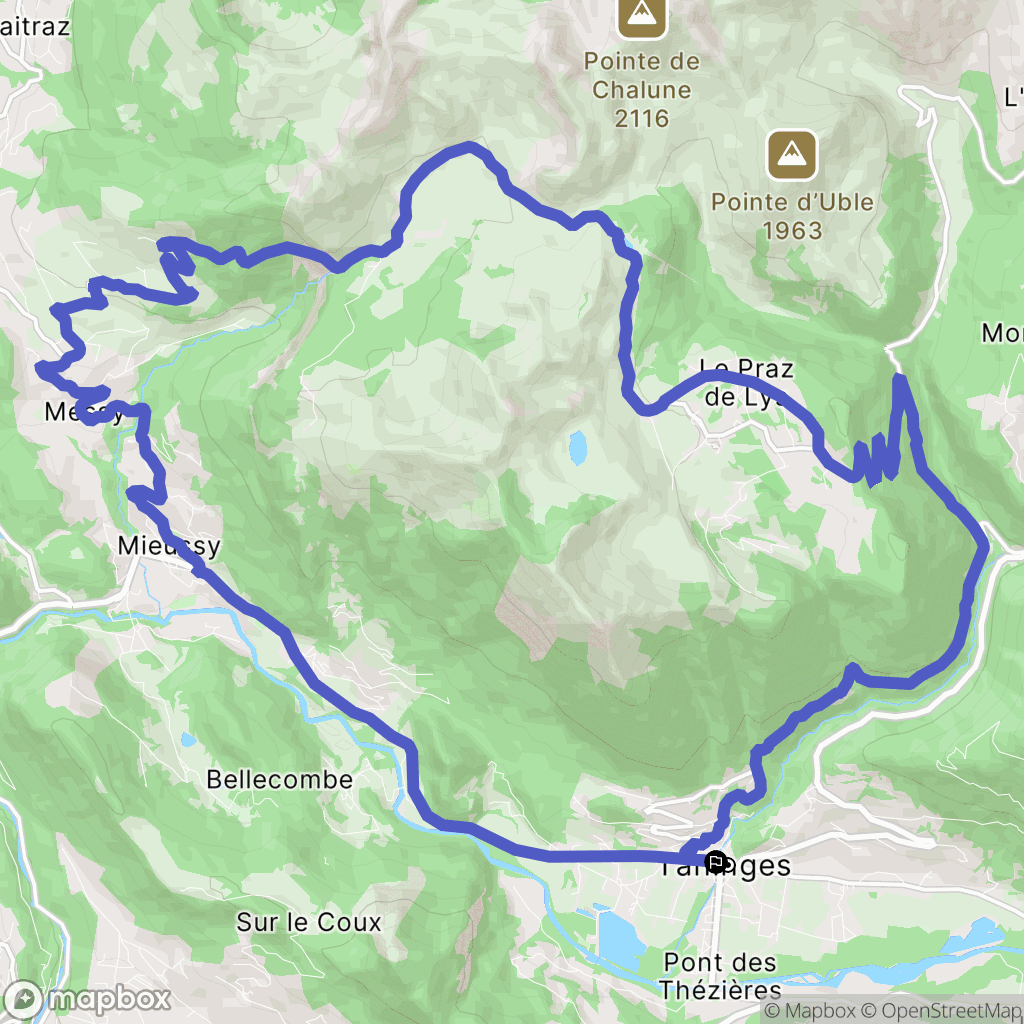 Taninges : carte du parcours de randonnée - France