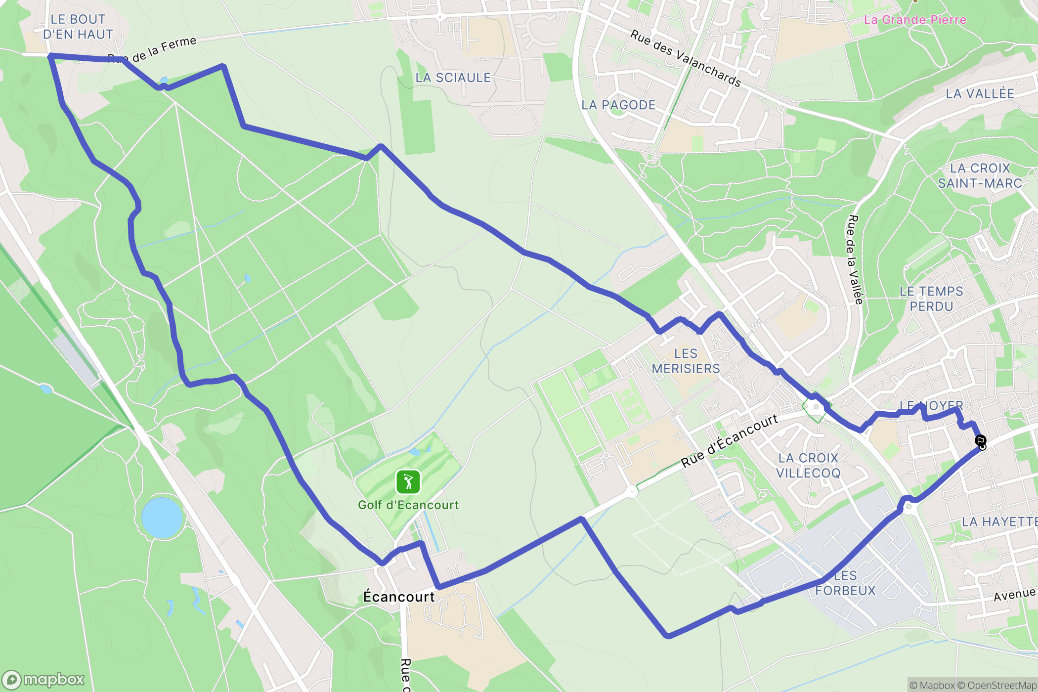 Jouy-le-Moutier : carte du parcours de randonnée - France