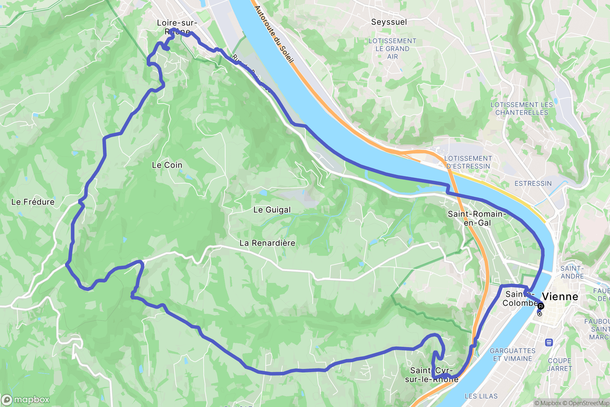 Vienne : carte du parcours de randonnée - France