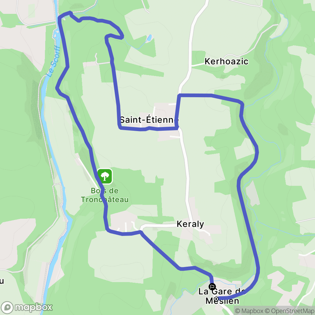 Cléguer : carte du parcours de randonnée - France