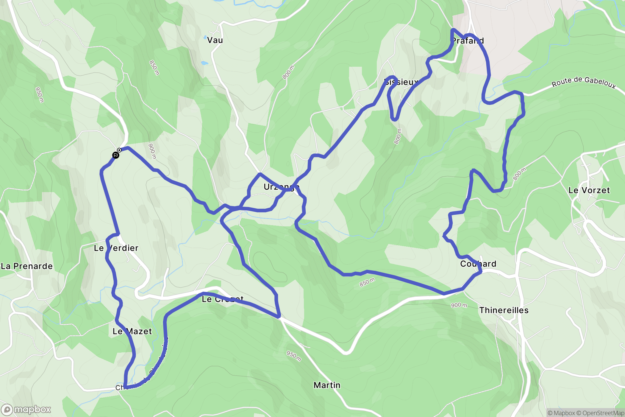 Saint-Jean-Soleymieux : carte du parcours de randonnée - France