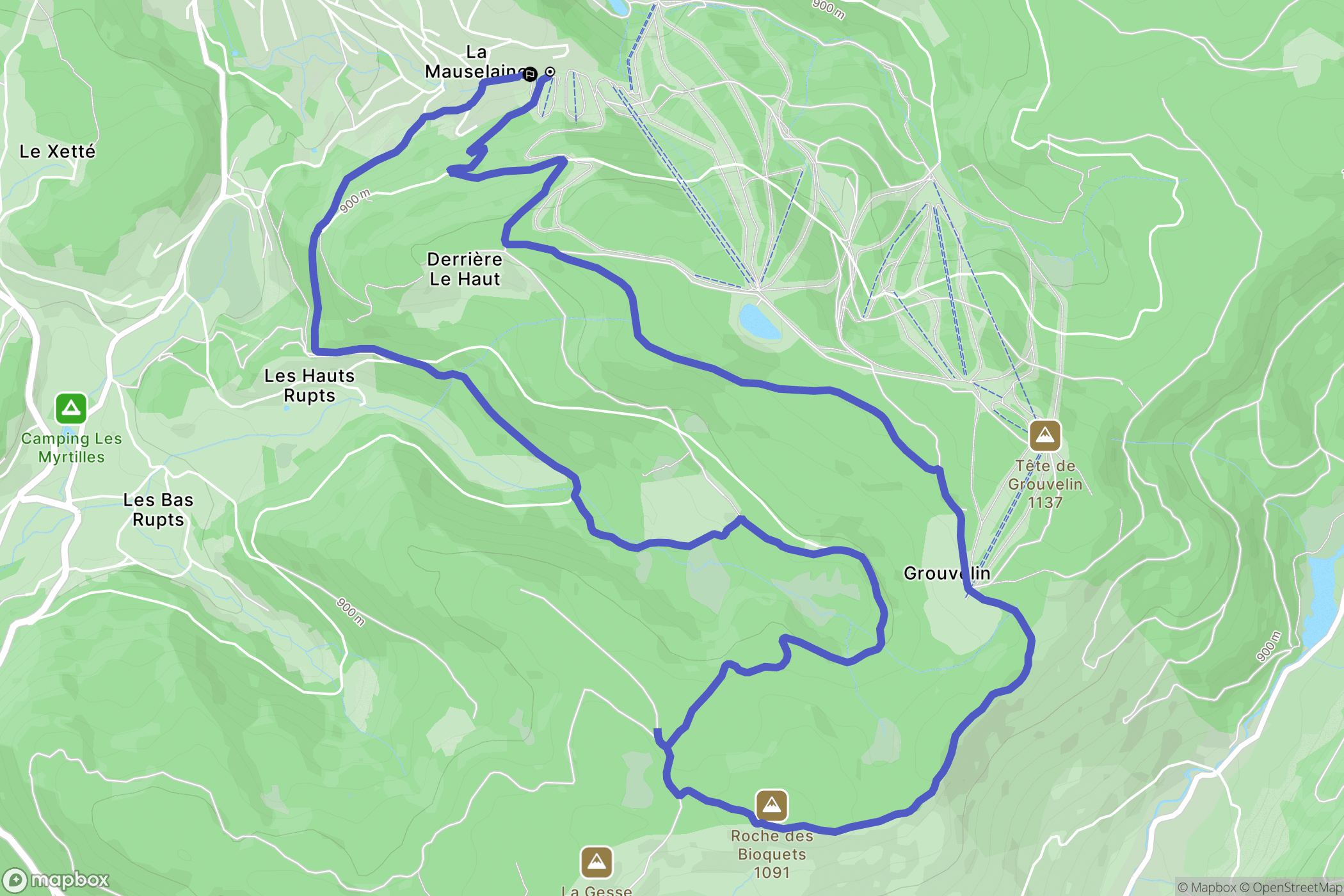 Gérardmer : carte du parcours de randonnée - France