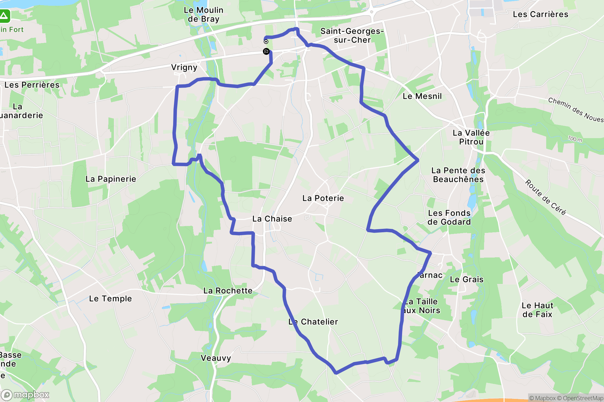 Saint-Georges-sur-Cher : carte du parcours de randonnée - France