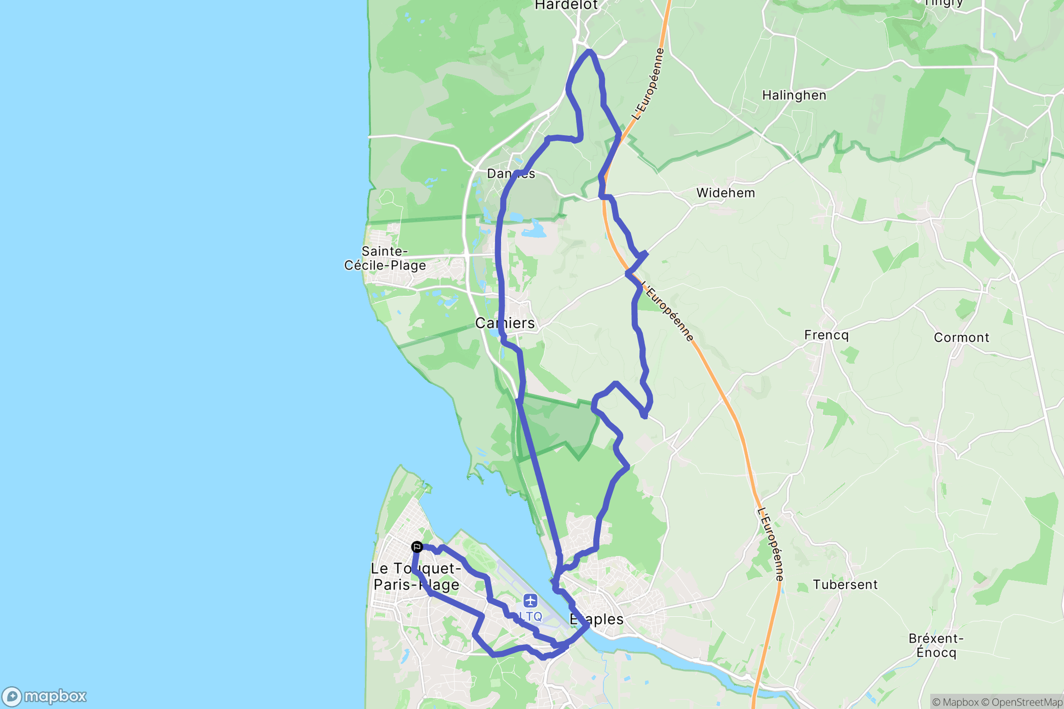 Le Touquet-Paris-Plage : carte du parcours de randonnée - France