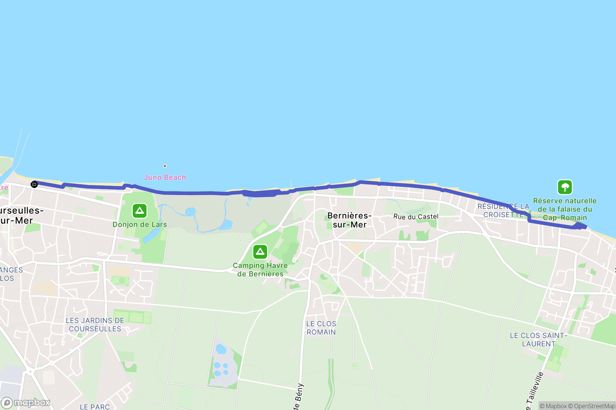 Courseulles-sur-Mer : carte du parcours de randonnée - France